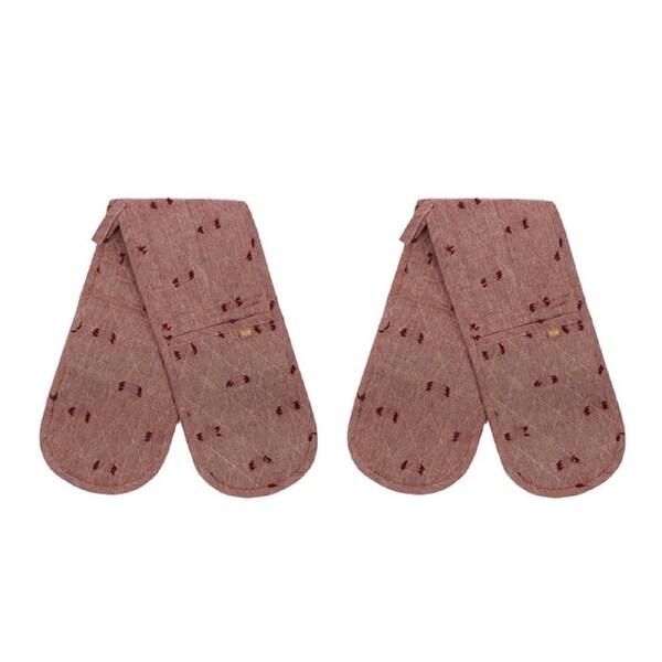2x Belle Tuft CTTN Double Oven Glove 90x18cm Kitchen Cooking Pot Holder Ruby