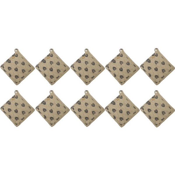 10x Belle Mandalay Kitchen Cotton Pot/Pan Holder/Trivet Mat 20x20cm Square Navy