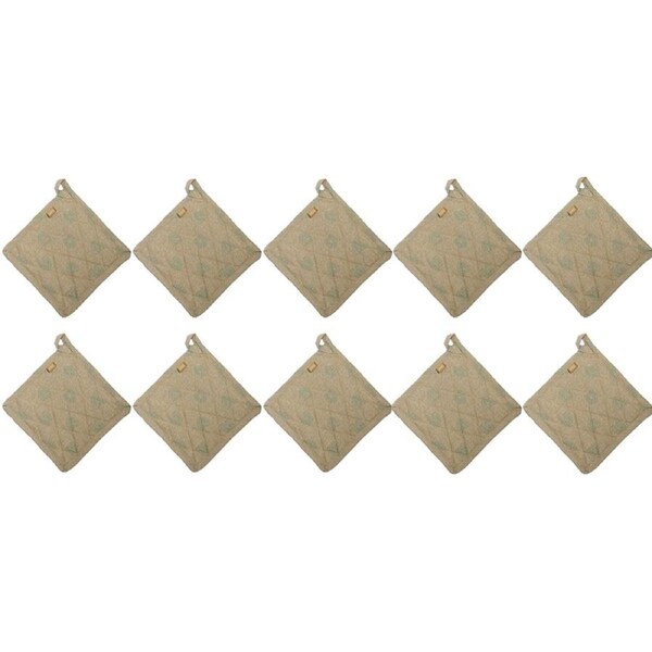 10x Belle Mandalay Kitchen Cotton Pot/Pan Holder/Trivet Mat 20cm Square Sky Grey