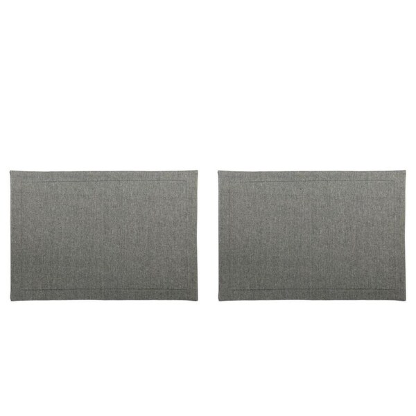 2x 4pc Belle Chambray Cotton Placemat Set 48x33cm Rect Table Protector Mat Navy