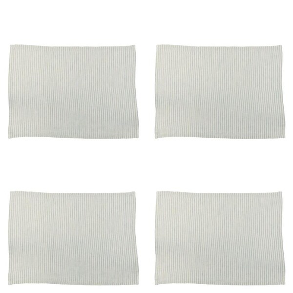 4x Belle Stripe Linen Placemat 48x33cm Table/Desk Protector Mat RECT Sky Grey