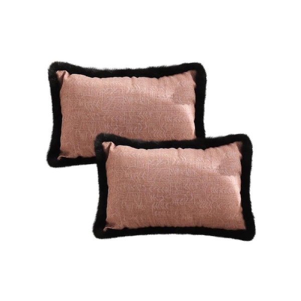 SOGA 2X 30cm Mid century Style Raised Embroidery Texture Edged Lumbar Throw Pillow