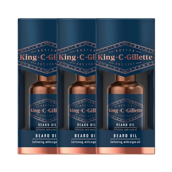 3 x King C. Gillette Beard Oil 30mL