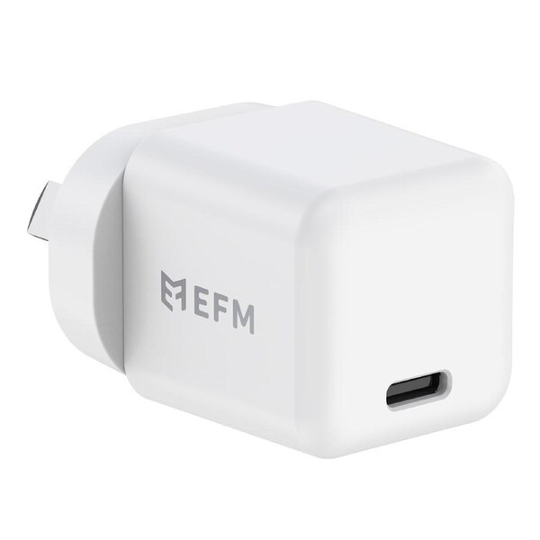 EFM Eco 30w Dual USB-C Port Wall Mobile Phone Charger Travel Adapter Socket WHT