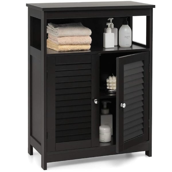 Giantex Bathroom Storage Cabinet Home Office Cupboard w/Adjustable Shelf Side Organiser Cabinet Black