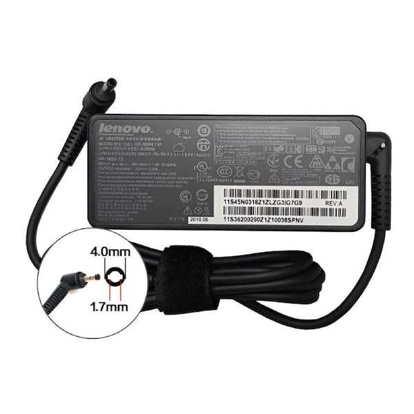 Genuine 65W AC Laptop Charger Adapter for Lenovo Ideapad Laptop 20V 3.25A (4.0x1.7mm)
