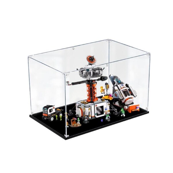 Acrylic Display Case for LEGO 60434 City Space Base and Rocket Launchpad Figure Storage Box Dust Proof Glue Free