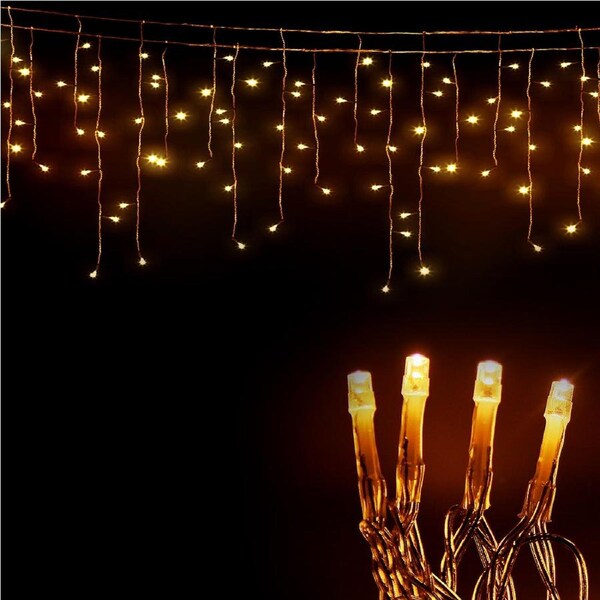 Jingle Jollys Icicle Lights Christmas Lights 800 LED Outdoor Fairy Party Wedding Light Warm White