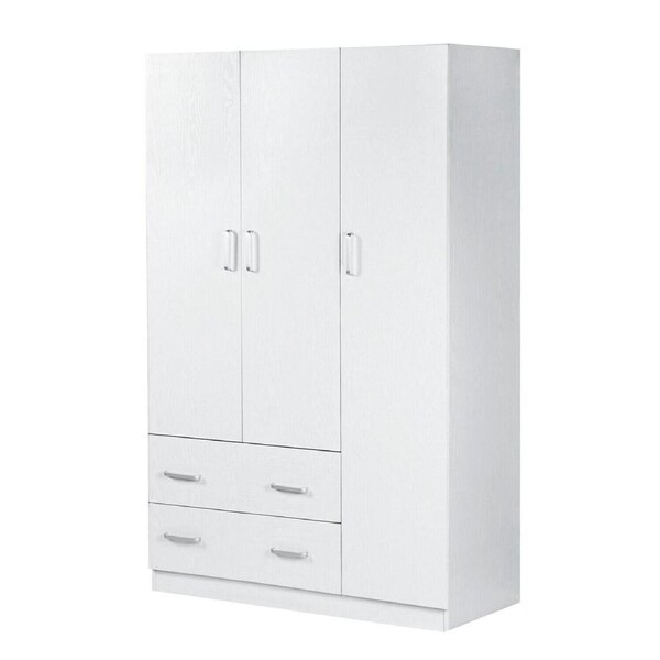 Foret Cabinet Wardrobe Clothes Rack Bedroom Storage Shelf Organiser White 3 Door