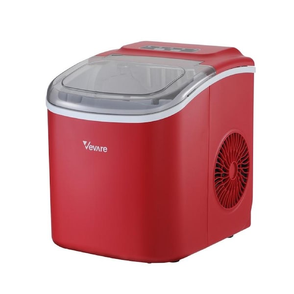 Vevare Portable Ice Maker Machine Ice Cube Tray 12kg Bar Countertop Red
