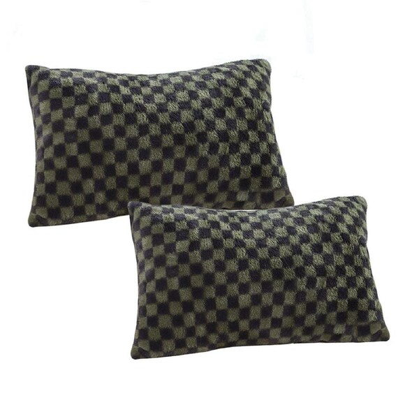SOGA 2X 30cm Urban Light Luxury Dark Green Checkered Lumbar Throw Pillow