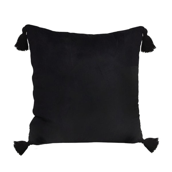 SOGA 45cm Black Vintage Butterfly Pillow Tassel Velvet Square Throw Pillow