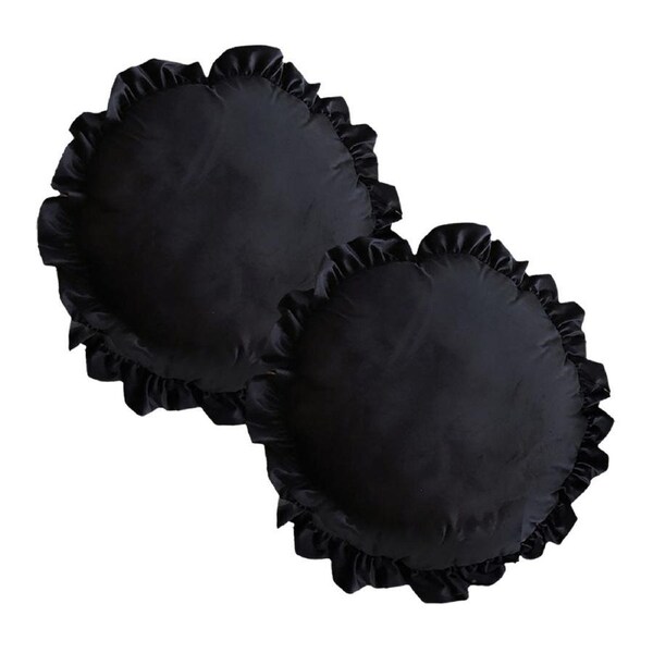 SOGA 2X 45cm Butterfly Black Vintage Lotus Leaf Edge Round Throw Pillow