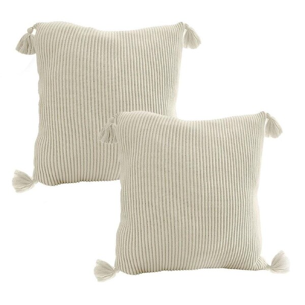 SOGA 2X 45cm Yellowish-Brown Wabi-Sabi Thickened Cotton Tassel Square Throw Pillow
