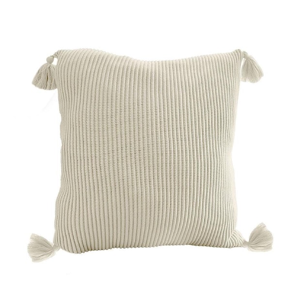SOGA 45cm Yellowish-Brown Wabi-Sabi Thickened Cotton Tassel Square Throw Pillow