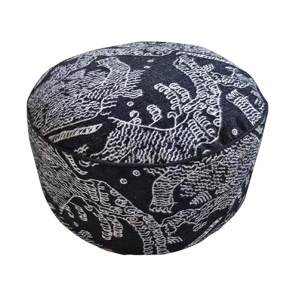 SOGA 50x30CM Black Round Soft Pouffe Seat Cushion Elegant Home Accent Décor Stylish Footstool