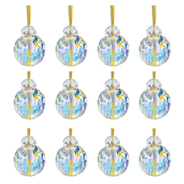 Catzon 12 Pcs Crystal Glass Balls Ornaments for Christmas Party Decor-AB Color