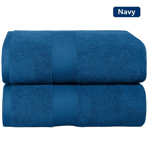 LINENOVA 2 Pcs Extra Large Bath Sheets 90 x 180 cm 650GSM 100% Cotton Bathroom Towels Set Navy