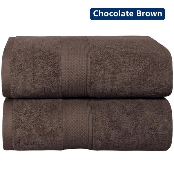 LINENOVA 2 Pcs Extra Large Bath Sheets 90 x 180 cm 650GSM 100% Cotton Bathroom Towels Set Chocolate Brown
