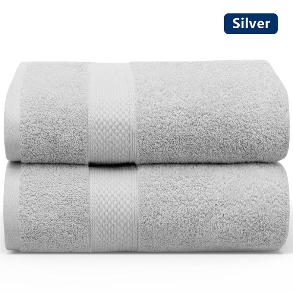 LINENOVA 2 Pcs Extra Large Bath Sheets 90 x 180 cm 650GSM 100% Cotton Bathroom Towels Set Silver Grey