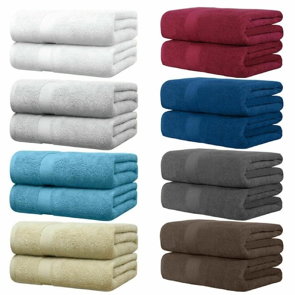 LINENOVA 2 Pieces Extra Large Bath Sheets 90 x 180 cm 650GSM 100% Cotton Bathroom Towels Set Burgundy