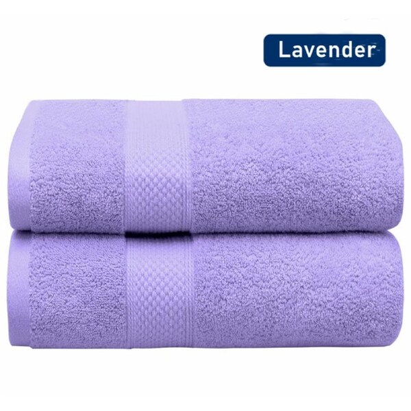 LINENOVA 2 Pcs Extra Large Bath Sheets 90 x 180 cm 650GSM 100% Cotton Bathroom Towels Set Lavender