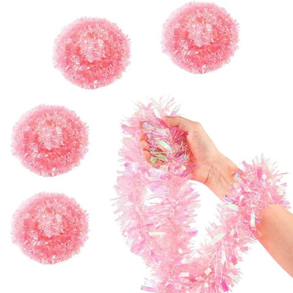 Catzon 5 Pcs 2m Tinsel Garland Party Decorations for Birthday Christmas-Pink