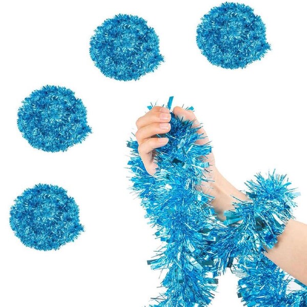 Catzon 5 Pcs 2m Tinsel Garland Party Decorations for Birthday Christmas-Blue