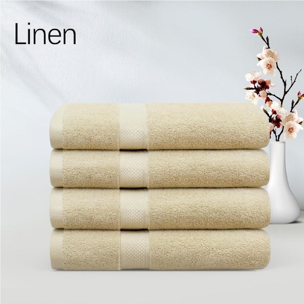 LINENOVA 4Pcs 100% Cotton Bath Sheets Towels Set 90x180 cm - 650GSM - 8 Colors Linen