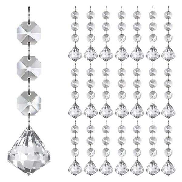 Catzon 30 Pcs Acrylic Crystal Hanging Ornaments for Christmas & Wedding-Diamond