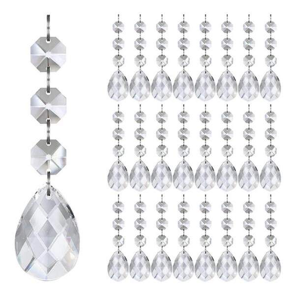 Catzon 30 Pcs Acrylic Crystal Hanging Ornaments for Christmas & Wedding-Teardrop