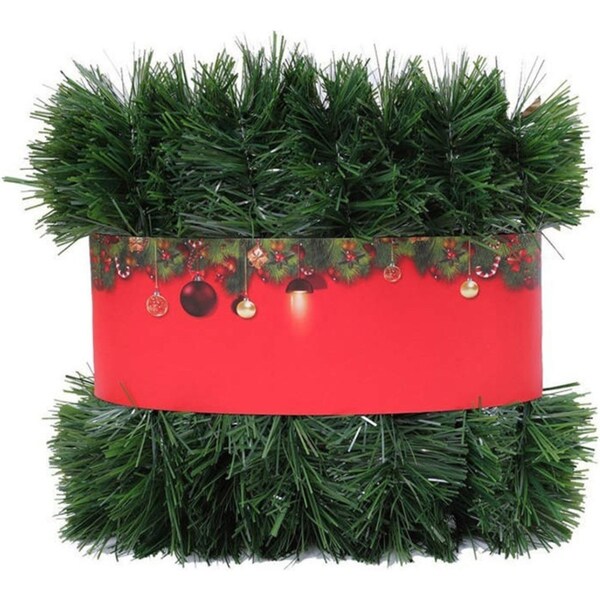Catzon 15m Green Tinsel Garland Non-Lit Christmas Decor for Indoor Outdoor