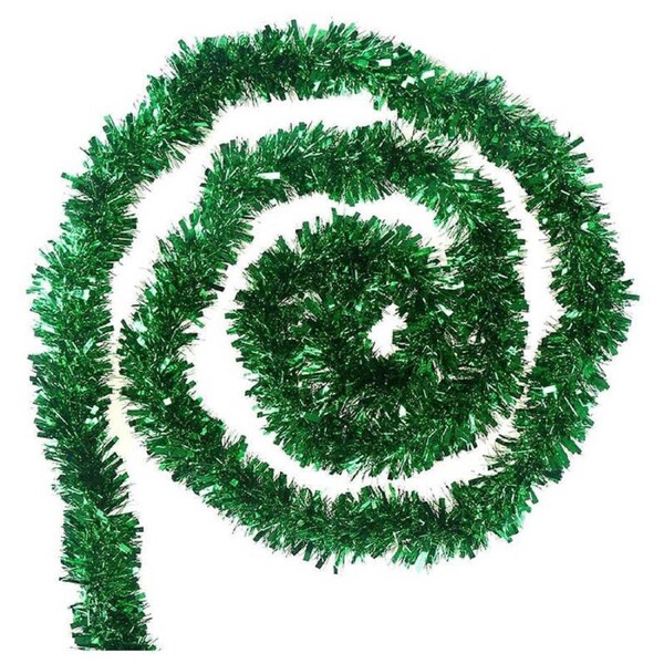 Catzon 10m Metallic Tinsel Garland Xmas Tree Ornaments Ceiling Hanging-Green