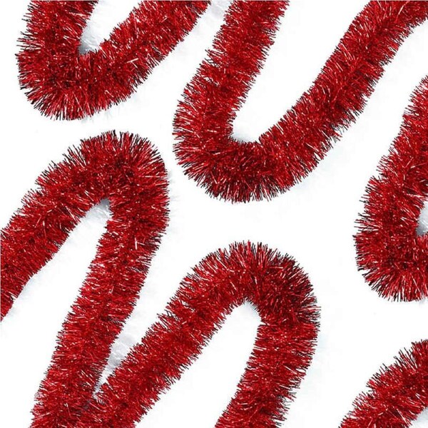 Catzon 5m Sparkling Tinsel Garland Metalic Decorations for Birthday Holiday-Red