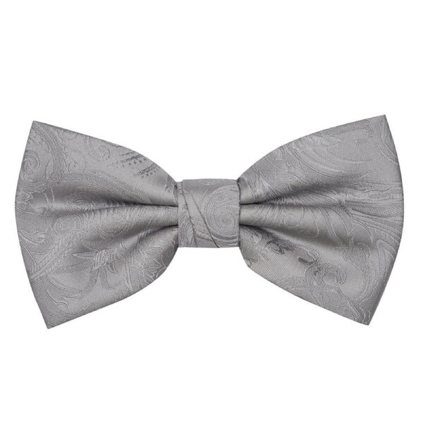 Premium Tapestry Bow Tie Floral Paisley - Platinum