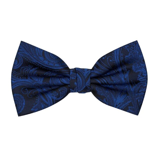 Premium Tapestry Bow Tie Floral Paisley - Royal Blue