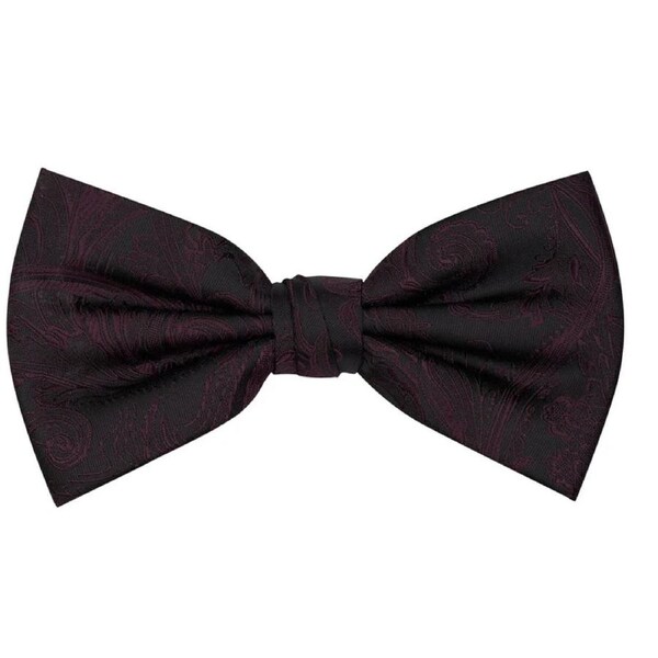 Premium Tapestry Bow Tie Floral Paisley - Wine