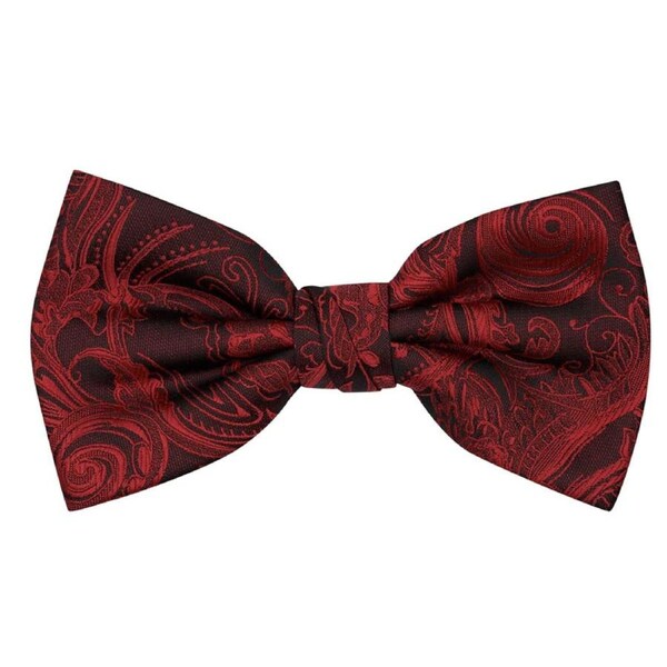 Premium Tapestry Bow Tie Floral Paisley - Scarlet
