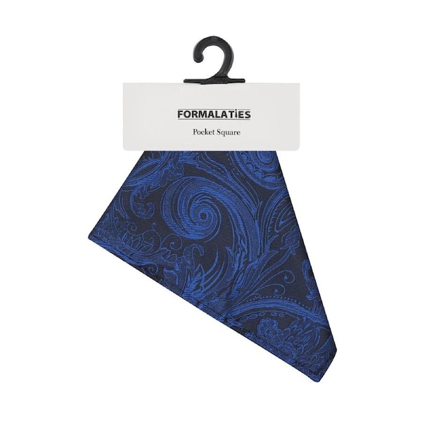 Formalaties Tapestry Floral Print Pocket Square Handkerchief in Royal Blue