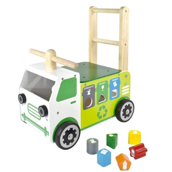 Im Toy 52cm Wood Walk & Ride Recycling Truck Sorter Kids Ride-On Fun Toy 12m+