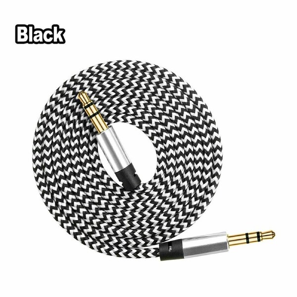 2PCS AUX Cable 3.5mm Stereo Audio Input 1M/3FT Extension Male to Male Auxiliary Car Cord - Black/Silver