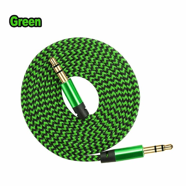 2PCS AUX Cable 3.5mm Stereo Audio Input 1M/3FT Extension Male to Male Auxiliary Car Cord - Green