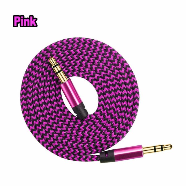 2PCS AUX Cable 3.5mm Stereo Audio Input 1M/3FT Extension Male to Male Auxiliary Car Cord - Rose Pink