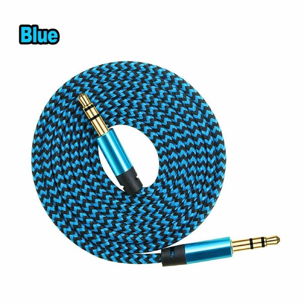 2PCS AUX Cable 3.5mm Stereo Audio Input 1M/3FT Extension Male to Male Auxiliary Car Cord - Blue