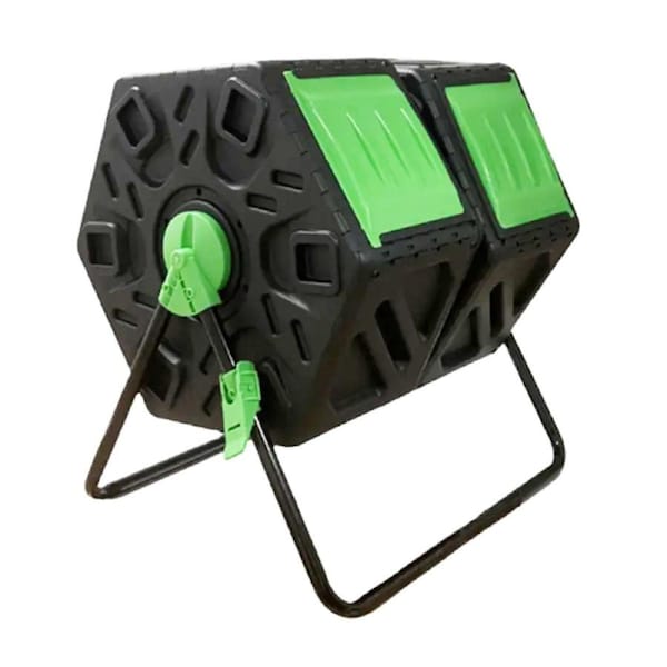 120L Home Garden Roling Fertilizer Composter Kitchen Twin Compost Bin Waste Tumbler