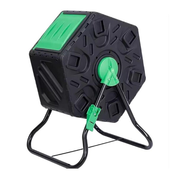 60L Home Garden Roling Fertilizer Composter Kitchen Compost Bin Waste Tumbler