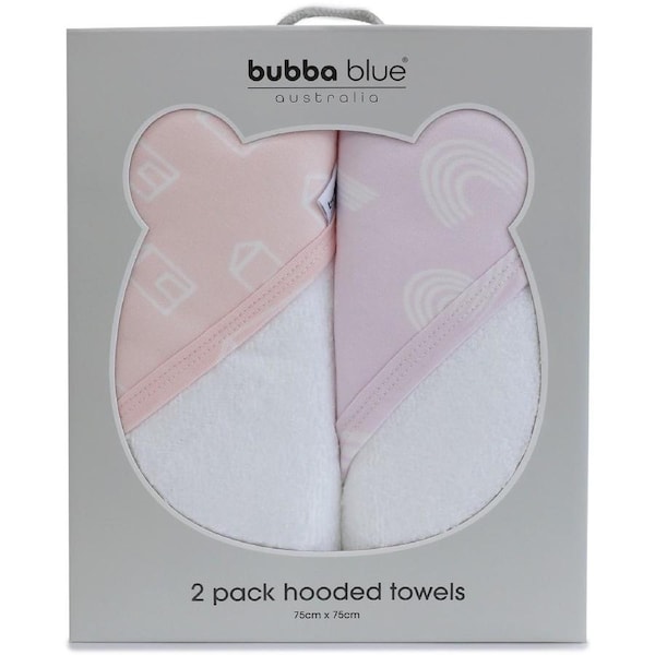 Bubba Blue Nordic Hooded Towels 2 Pack - Rose/Lilac