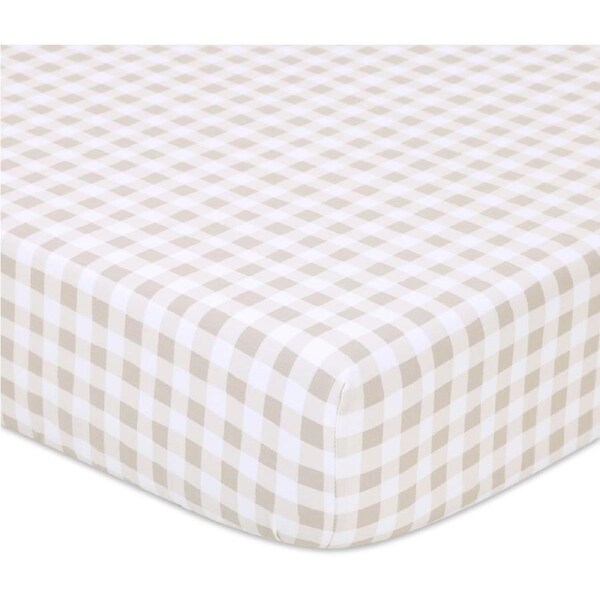 Little Haven Cotton Fitted Cot Sheet - Natural Check
