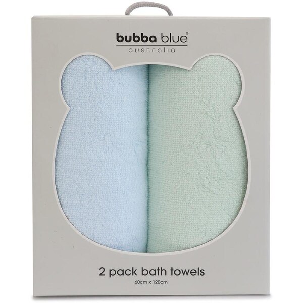 Bubba Blue Nordic Bath Towels 2 Pack - Sky/Avocado