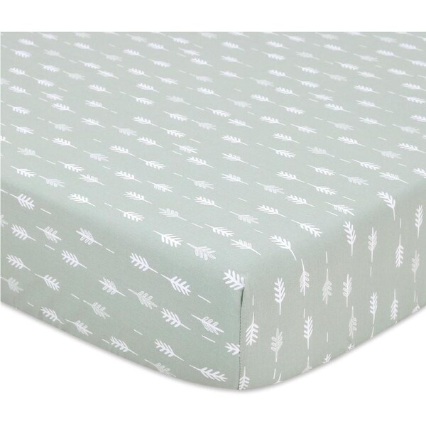 Little Haven Cotton Fitted Cot Sheet - Sage Foliage